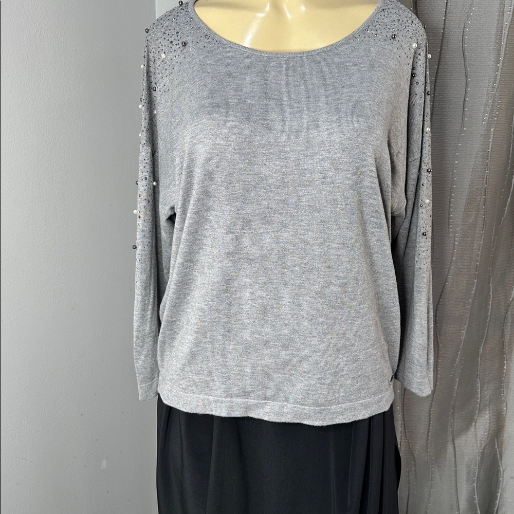 Calvin Klein Women’s Beaded embellishment sweater long sleeve Sz M